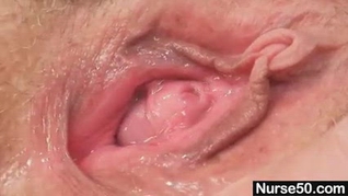 Curvy Redhead Grandma Linda's Hairy Pussy in Close-Up Shots