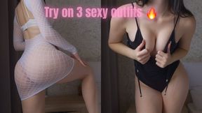 Try On 3 Sexy Outfits! Fitting Room! Teasing Homewrecker