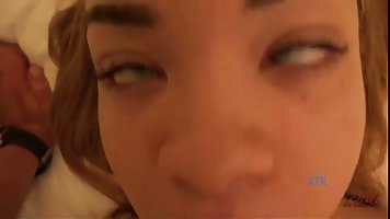 Jamie Marleigh is getting fucked and creampied while her boyfriend is out of town, with friends