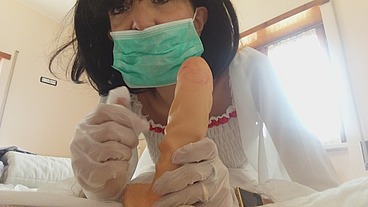 a really professional nurse helps you with the sperm test
