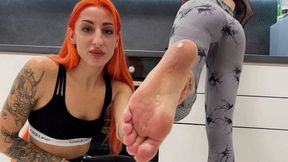 Dirty Soles, Smelly Socks, And Bare Feet Of Two Mistresses In Their Own Saliva - POV Foot Humiliation (WMV HD 720p)