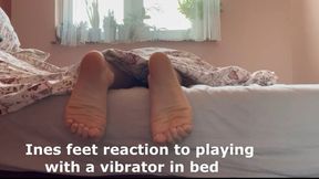 Name: Ines feet reaction to playing with a vibrator in bed