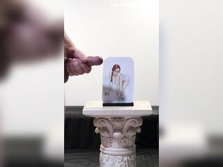 Claude Bombard defaces artwork of Penny Pax, cums on her glasses, face and boobs - art ejaculation