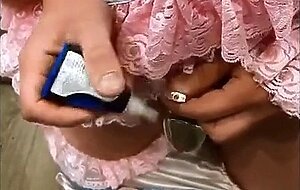 Asian Sissy's Small Cock Caged