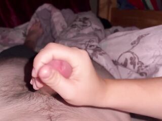 Sexy stepmom jacks off stepson