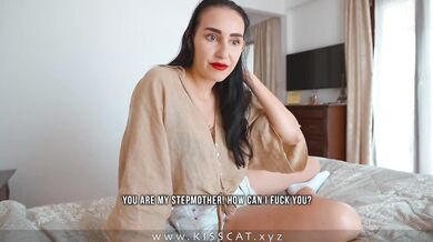 Step mom forgot to pull out rough creampie in hotel bed