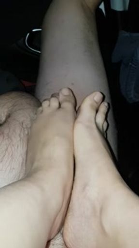 Oily footjob Durex Lube Huge Cumshot