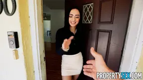 Hot real estate agent Lily Jordan sucks cock like a pro then takes a