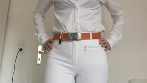 Elegant German lady teases with sexy riding pants