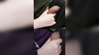 Stroking 2 sinewy members covered in precum at the crowns.