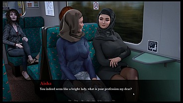 Esra in Istanbul [ Cuckold Hentai Game PornPlay] Ep.2 Hijab woman spanked in public subway with her fiancee is on the phone