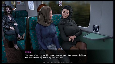 Esra in Istanbul [ Cuckold Hentai Game PornPlay] Ep.2 Hijab woman spanked in public subway with her fiancee is on the phone