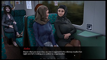 Esra in Istanbul [ Cuckold Hentai Game PornPlay] Ep.2 Hijab woman spanked in public subway with her fiancee is on the phone