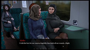 Esra in Istanbul [ Cuckold Hentai Game PornPlay] Ep.2 Hijab woman spanked in public subway with her fiancee is on the phone