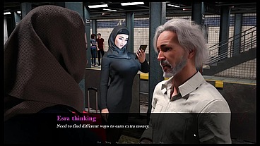 Esra in Istanbul [ Cuckold Hentai Game PornPlay] Ep.2 Hijab woman spanked in public subway with her fiancee is on the phone