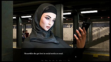 Esra in Istanbul [ Cuckold Hentai Game PornPlay] Ep.2 Hijab woman spanked in public subway with her fiancee is on the phone