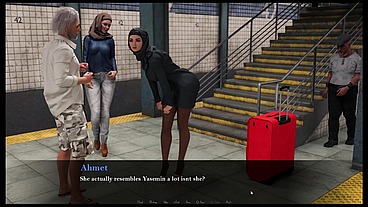 Esra in Istanbul [ Cuckold Hentai Game PornPlay] Ep.2 Hijab woman spanked in public subway with her fiancee is on the phone