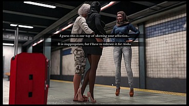 Esra in Istanbul [ Cuckold Hentai Game PornPlay] Ep.2 Hijab woman spanked in public subway with her fiancee is on the phone