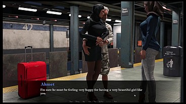 Esra in Istanbul [ Cuckold Hentai Game PornPlay] Ep.2 Hijab woman spanked in public subway with her fiancee is on the phone