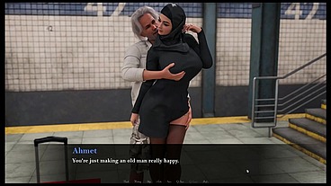 Esra in Istanbul [ Cuckold Hentai Game PornPlay] Ep.2 Hijab woman spanked in public subway with her fiancee is on the phone