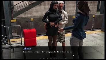Esra in Istanbul [ Cuckold Hentai Game PornPlay] Ep.2 Hijab woman spanked in public subway with her fiancee is on the phone