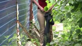 Public pissing video with depraved blonde hussy Lena