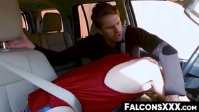 FalconsXXX.com - Sexy Wesley Woods and Alam Wernik face fucking hard in a car sex sce