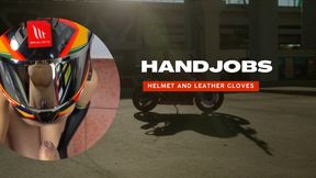 handjobs in new helmet and long leather gloves pov