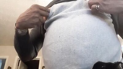 Chubby amateur teases with his fat dick and strokes it
