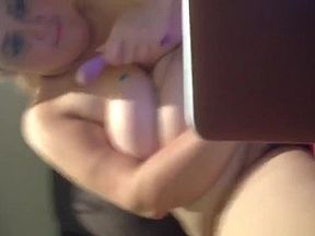 Fat blonde wife spreading her pussy and masturbating