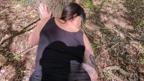 Cheating wife fucks stranger in a park. Blowjob, doggy and cumshot in her mouth