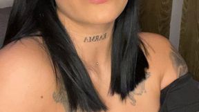 Red lips, smoking and sucking dildo