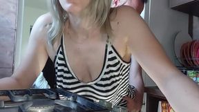 Fuck my wife's pussy in the kitchen! No dinner for tonight! Only Dripping Cum from pussy