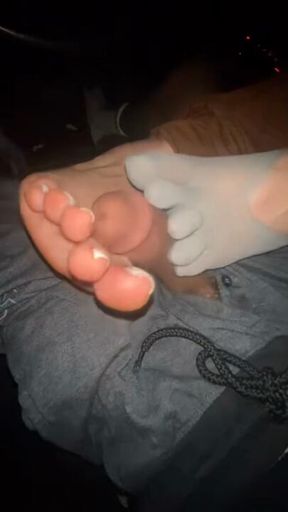 Sneaky Nylon Footjob