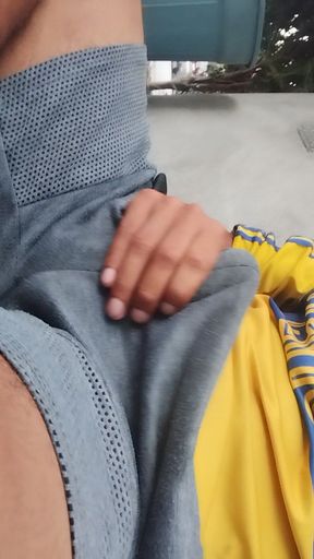 Man Gets Hot and Masturbates Under His Clothes