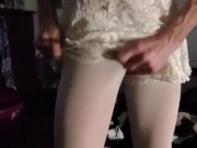 CD Michelle X Putting On Pantie hoes White Lingerie