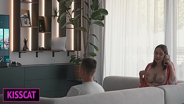 Stepmom Seduces Stepson While Husband’s Away—Will Her Naughty Phone Call End in a Taboo Fuck?!