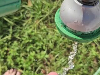 Walking Around Cumming And Peeing In The Garden Outside Throughout Foreskin