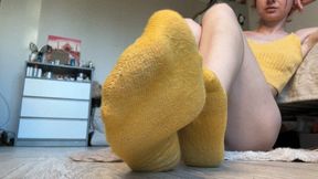 Socks off, show soles