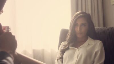 Classy hottie blindfolds her cuckold husband and fucks a black guy