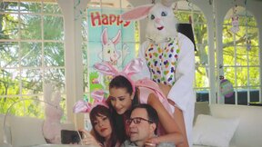 FAMILY STROKES Cute teen Avi surprises easter bunny with wet pussy