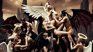 Heaven and Hell Orgy - AI Generated Fantasy