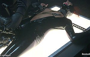 Ginger ebony slave on device bondage