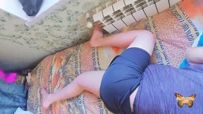 Masturbating and a Cute Cumshot at the End of Big Ass Ladyboy Bubble Butt Blonde