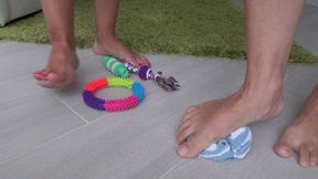 LET'S STAMP OUT THE TOYS WITH OUR BARE FEET