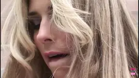 Blonde in stockings rides stud for a creampie