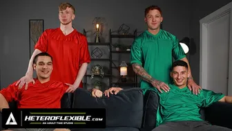 Jim Fit and Jeremiah Cruze swing with their college buddies