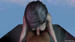 busty hentai asian anime girl handjob and blowjob
