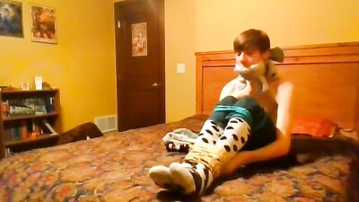 Teen Hogties himself Fuzzy Socks SELFBONDAGE (full Process)