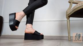 (597) Shoe Collection: Black Platform Sandals - Dame Olga (4K)